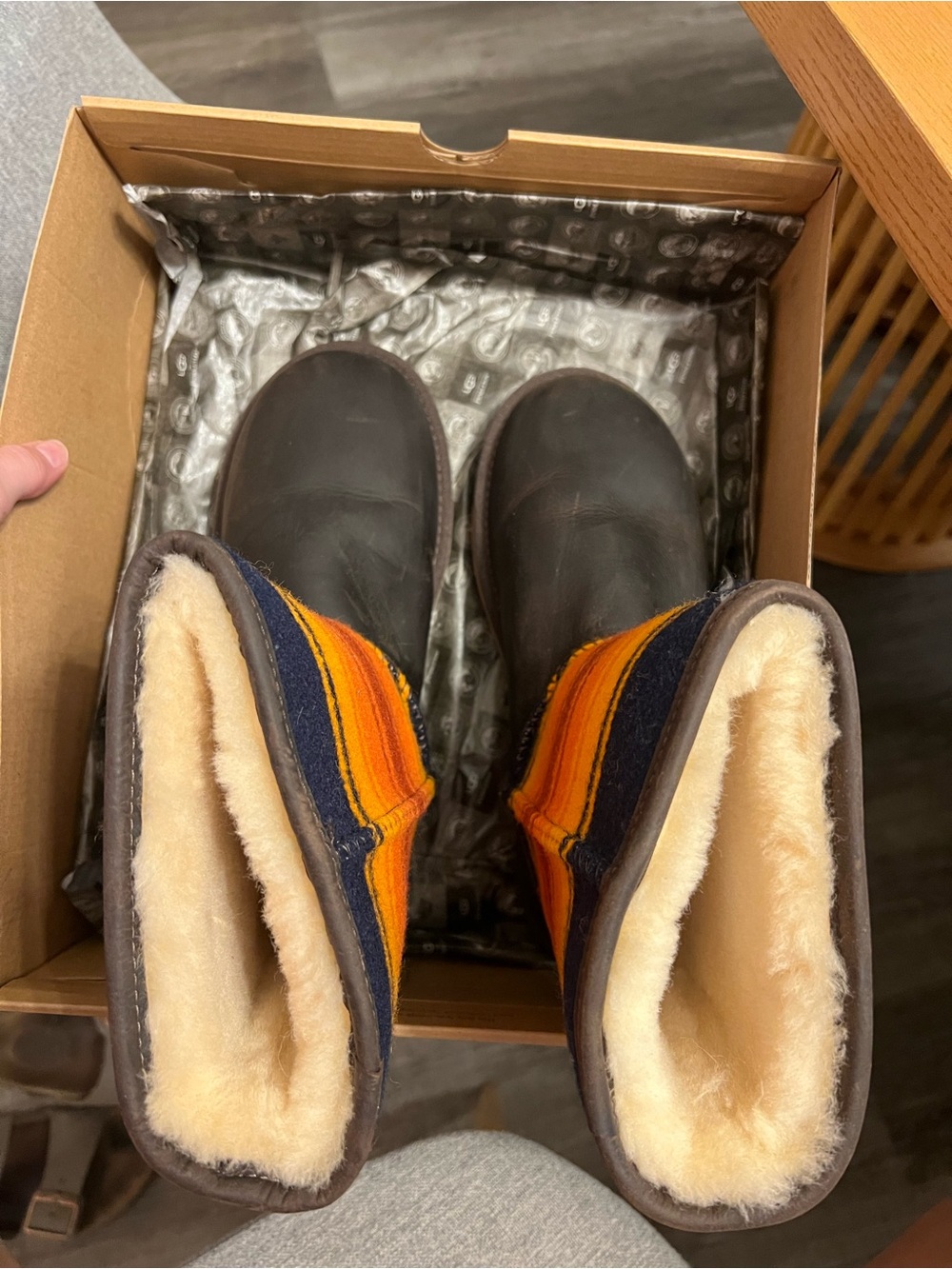 Pendleton UGG Orange, Navy & Brown women’s Boot - Picture 3 of 8